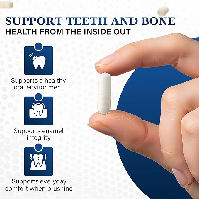 Living Well with Dr. Michelle Tooth & Bone Formula - Supplement with Calcium for Bone Strength & Tooth Enamel Support, D3 + K2, 120 Capsules, Non-GMO, Gluten-Free