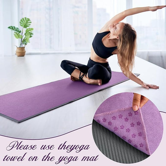 Breling 4 Set 72" x 24" Yoga Mat Towel with Grip Dot Microfiber Non Slip Hot Yoga Towel Absorbent Microfiber Sweat Anti-Slip Cover for Bikram, Pilates, Exercise and Fitness(Colorful)