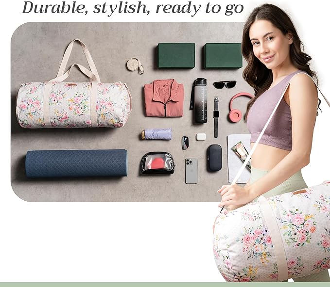 Maison d' Hermine Yoga Mat bag, Cylindrical bag for Woman&Men, yoga mat Bag &Adjustable shoulder straps Yoga Mat Carrier Bag with Drawstring Water Bottle Pocket and zipper pocket