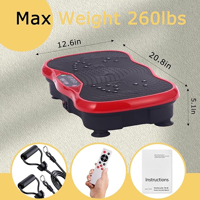 Vibration Plate Exercise Machine, Vibrating Plate Fitness Platform with Remote Control – Portable Vibration Plates for Lymphatic Drainage, Weight Loss, Toning, Recovery & Home Workouts