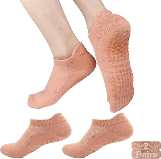 Tamlien Yoga & Pilates Grip Socks - Non-Slip, Barefoot, Pregnant-Friendly Crew Socks for Yoga, Barre & Sports
