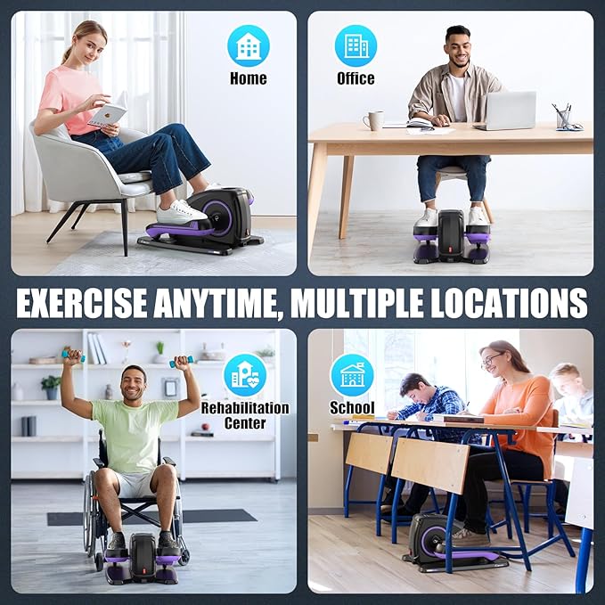 ANCHEER Under Desk Elliptical Machine - Quiet Pedal Exerciser for Seniors, Office & Home, Low-Impact Seated Leg Workout Equipment, Smart LCD Display, Remote Control