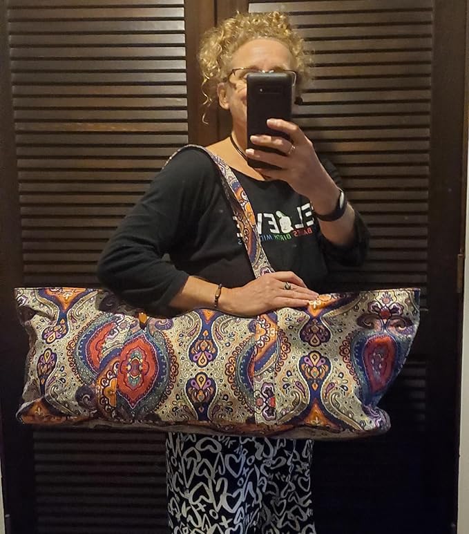Large Yoga Mat Bag for Women Men, Travel Gym Bag for Pilates Office Beach Workout, Yoga Mat Tote Carrier with Mat Strap for 1/4" 1/2" Thick Exercise Yoga Mat