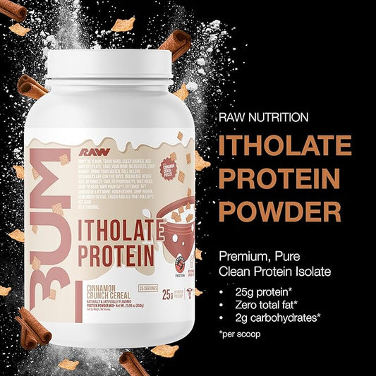 RAW Whey Protein Powder Isolate, Cinnamon Crunch (CBUM Itholate Protein) - 100% Grass-Fed Sports Nutrition Powder for Muscle Growth & Recovery - Low-Fat, Low Carb, Naturally Flavored - 25 Servings