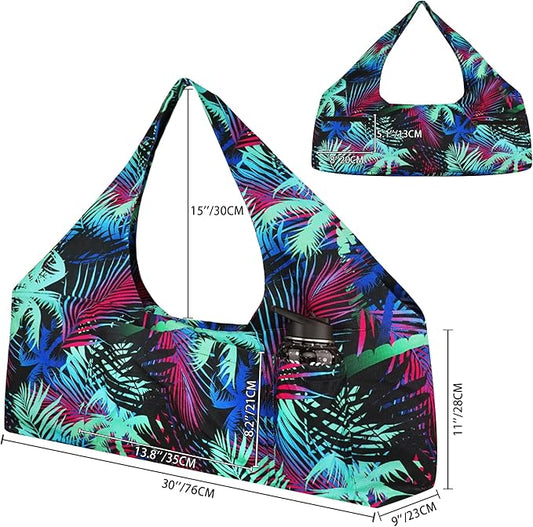 Large Yoga Mat Bag Yoga Bags and Carriers Fits All You Stuff Yoga Tote Bag with Yoga Mat Strap, Elastic Pockets and Zipper Pockets