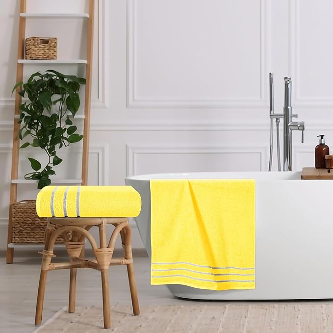 MyOwn Cotton 2 Pack Oversized Bath Towel Set 28x55 inches, Large Bath Towels, Ultra Absorbant Compact Quickdry & Lightweight Towel, Ideal for Gym Travel Camp Pool - Lime Yellow