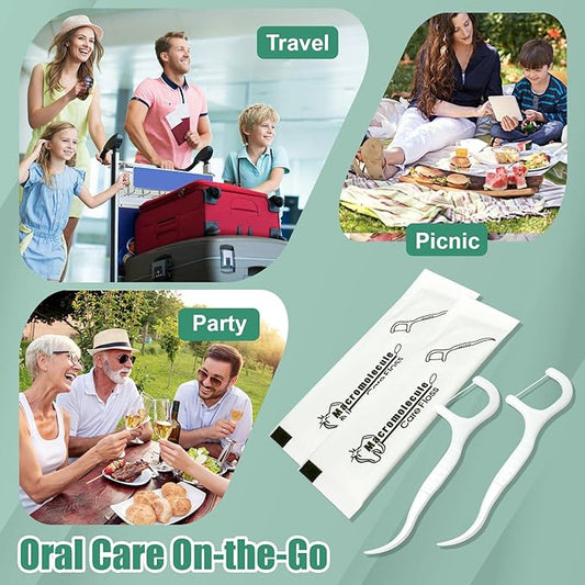 150 pcs Dental Flossers Each Individually Wrapped, Floss Singles Bag, Travel Hotel Restaurant Office Car Dental Floss Picks Oral Care Teeth Clean Flat Wire