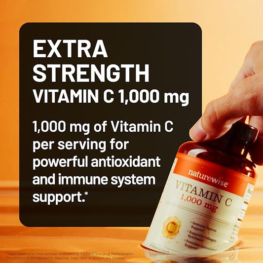 NatureWise Vitamin C 1000mg Capsules - Extra Strength Vegan Vitamin C for Daily Antioxidant & Immune Support - Non-GMO, USA Manufactured - 60 Capsules[60-Day Supply]