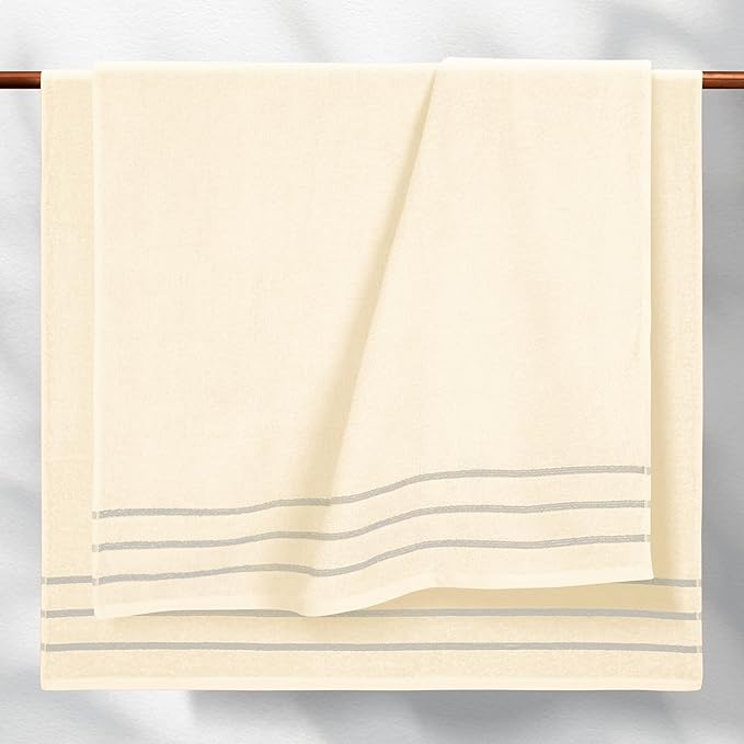 MyOwn Ultra Soft 4 Pack Oversized Bath Towel Set 27x54 inches, 100% Cotton Bath Towels, Highly Absorbant Compact Quickdry & Lightweight Towel, Ideal for Gym Travel Camp Pool - Ivory