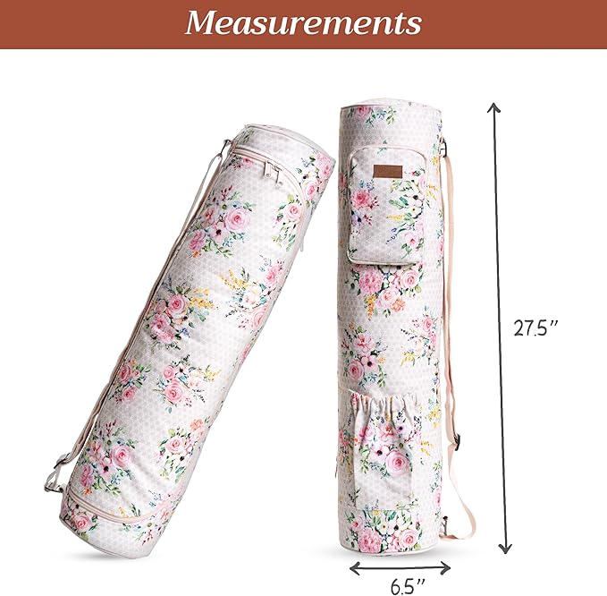 Maison d' Hermine Yoga Mat bag, Cylindrical bag for Woman&Men, yoga mat Bag &Adjustable shoulder straps Yoga Mat Carrier Bag with Drawstring Water Bottle Pocket and zipper pocket