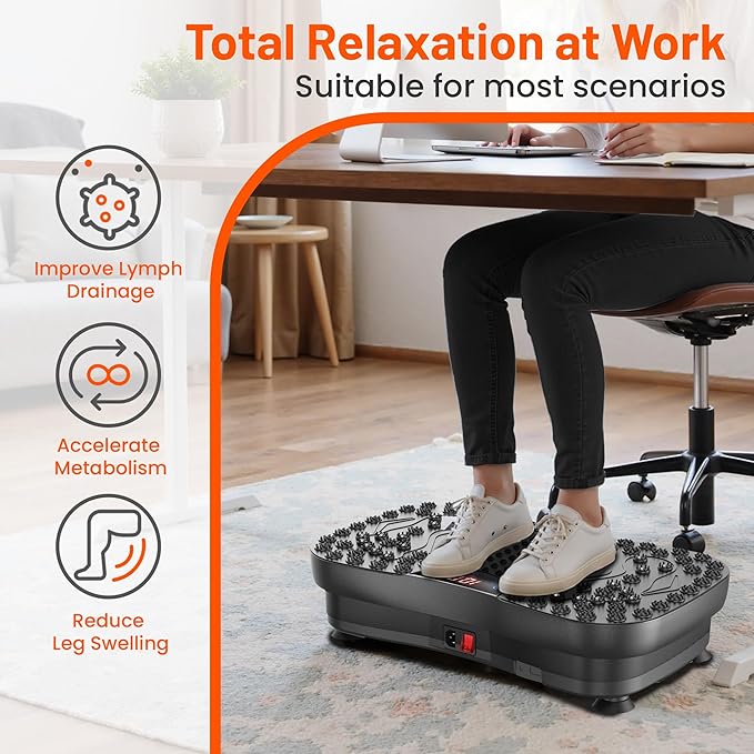 AXV Vibration Plate Fitness Platform Exercise Machine Vibrating Lymphatic Drainage Shaking Full Body Shaker Workout Vibrate Stand Shake Board Sport Gym for Weight Loss Fat Burner for Women Men