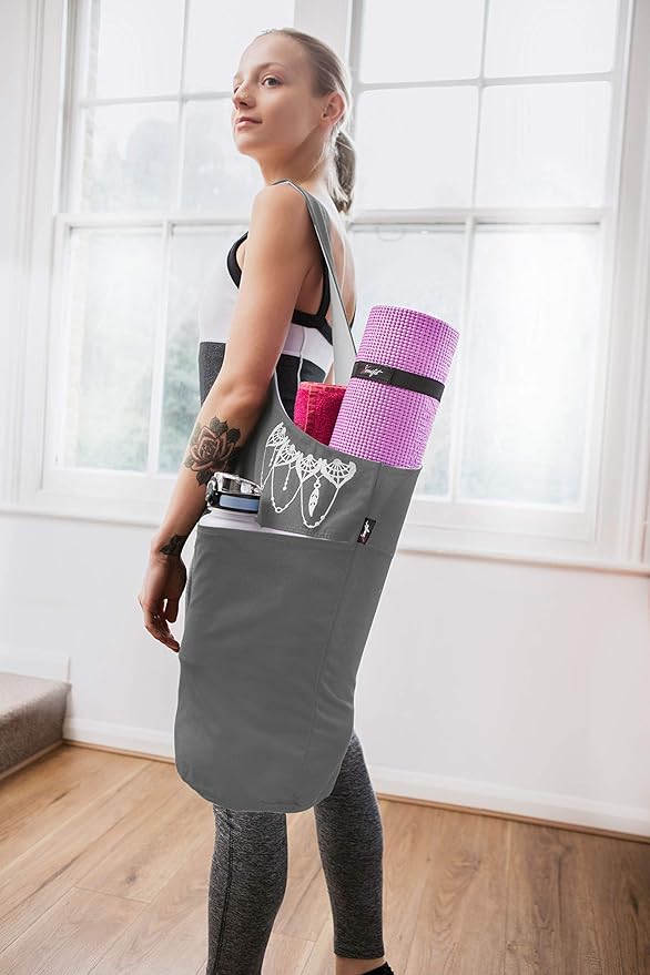 Yoga Mat Bag – Versatile Yoga Bag with Mat Straps & Storage Pockets, Holds Yoga & Pilates Mats, Lightweight & Durable