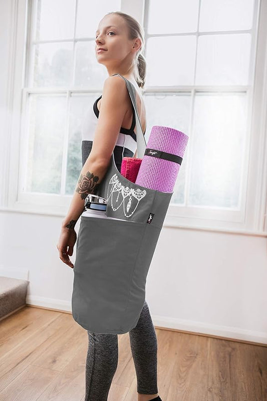 Yoga Mat Bag – Versatile Yoga Bag with Mat Straps & Storage Pockets, Holds Yoga & Pilates Mats, Lightweight & Durable
