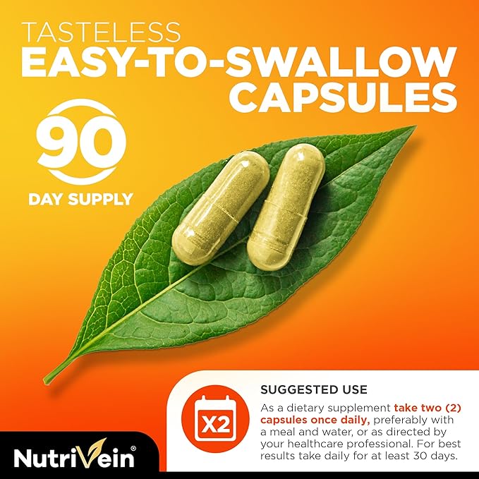 Nutrivein Premium Liposomal Vitamin C Supplement 1650mg - 180 Caps: High-Absorption Vitamin C Capsules for Whole-Body & Overall Well-Being