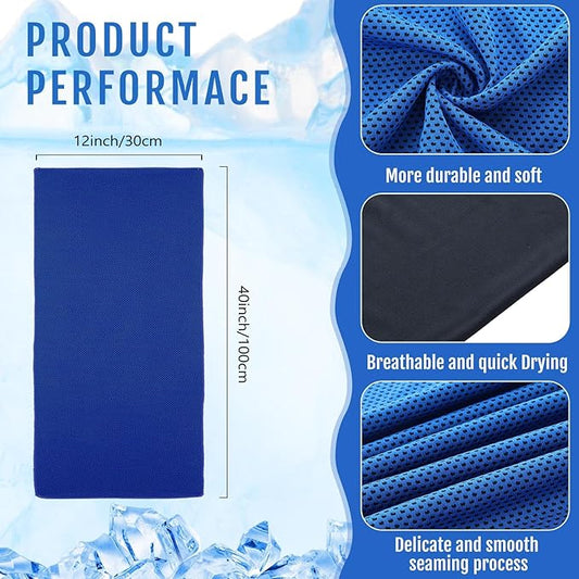 Hosuly 15 Pack Cooling Towels 40" x 12" Cooling Towels for Neck and Face Iced Towel Microfiber Soft Breathable Chilly Yoga Towel for Hot Weather (Black, White, Light Gray, Dark Blue, Bright Green)