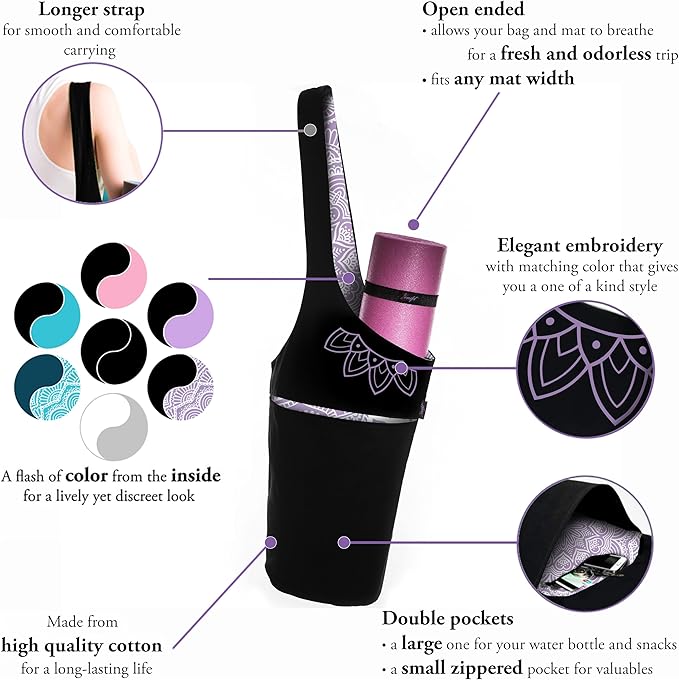 Yoga Mat Bag – Versatile Yoga Bag with Mat Straps & Storage Pockets, Holds Yoga & Pilates Mats, Lightweight & Durable
