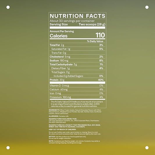 LTH Flex Whey Protein Isolate - Trusted by Life Time Members - Lactose-Free Protein Powder - for Post-Workout Recovery - Low Fat, No Sugar & Low Carb - Chocolate, 30 Servings