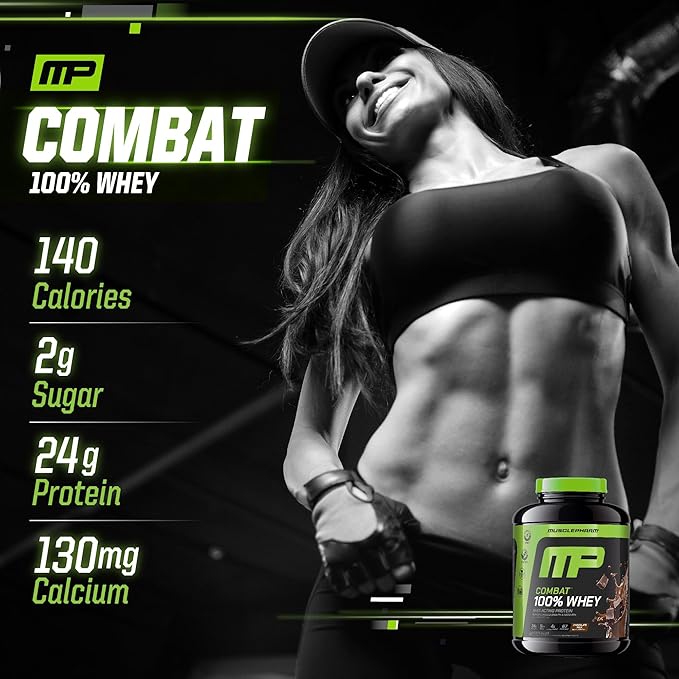 MusclePharm Combat 100% Whey Protein Powder, Chocolate Milk, Fast Recovery & Muscle Gain with Whey Isolate, High Protein Powder for Women & Men, Gluten Free, 5lb, 67 Servings