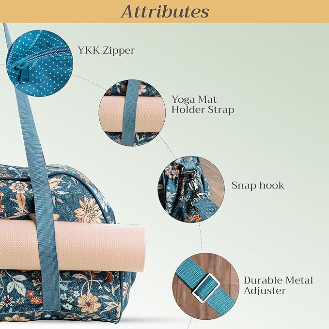 Maison d' Hermine Yoga Mat bag, Cylindrical bag for Woman&Men, yoga mat Bag &Adjustable shoulder straps Yoga Mat Carrier Bag with Drawstring Water Bottle Pocket and zipper pocket
