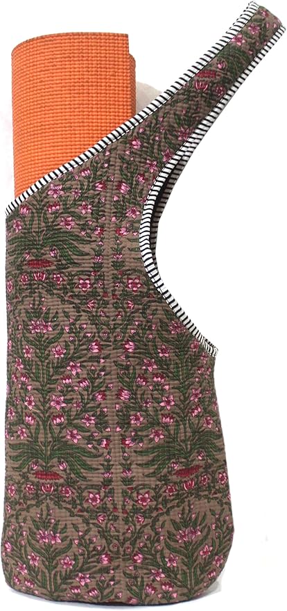 INDIAN CRAFT CASTLE Yoga Mat Bag | Tote Mat Bag | Sling Yoga Tote w/Large Side Pocket & Zipper Pocket | Yoga Mat Carrier Fits Most Size Mats