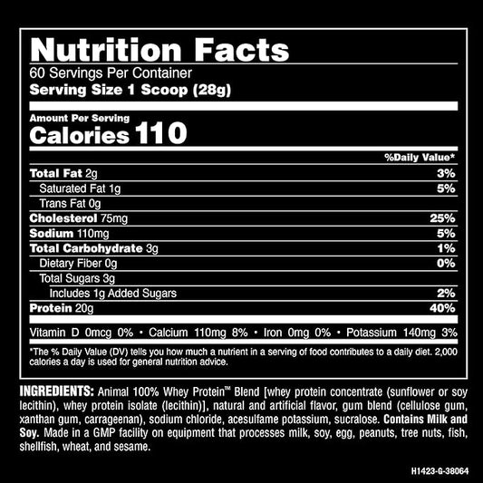 Animal 100% Whey Protein Powder – Whey Blend for Pre Workout or Post Workout, Recovery, or an Anytime Low Sugar Protein Boost Meal Replacement with BCAA Branched Chain Amino Acids – Vanilla, 4 lb