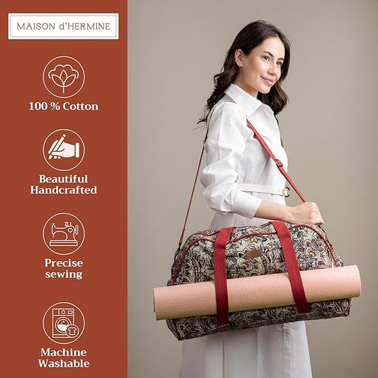 Maison d' Hermine Yoga Mat bag, Cylindrical bag for Woman&Men, yoga mat Bag &Adjustable shoulder straps Yoga Mat Carrier Bag with Drawstring Water Bottle Pocket and zipper pocket