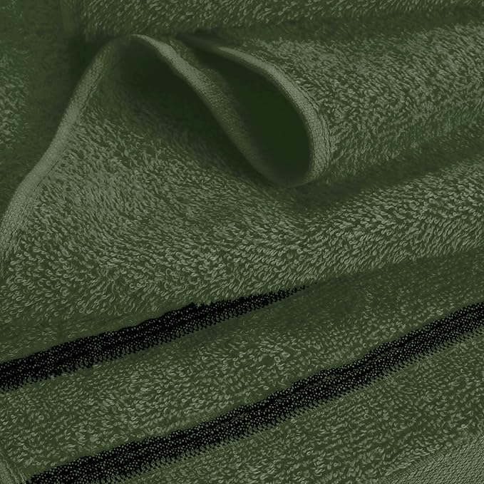 MyOwn Ultra Soft 6 Pack Cotton Towel Set, Contains 2 Bath Towels 28x55 inch, 2 Hand Towels 16x24 inch & 2 Wash Coths 12x12 inch, Ideal Everyday use, Compact & Lightweight - Olive Green, 71657