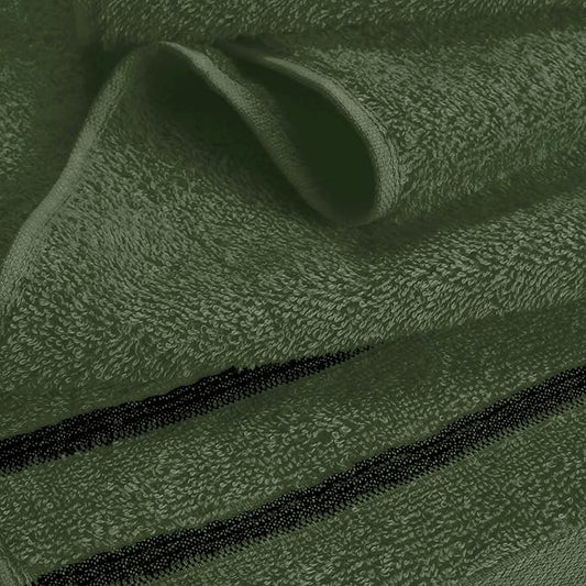 MyOwn Ultra Soft 6 Pack Cotton Towel Set, Contains 2 Bath Towels 28x55 inch, 2 Hand Towels 16x24 inch & 2 Wash Coths 12x12 inch, Ideal Everyday use, Compact & Lightweight - Olive Green, 71657