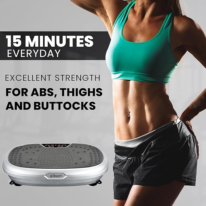 EILISON FitMaxx 3D XL Vibration Plate Exercise Machine - Whole Body Workout Vibration Platform w/Loop Bands - Lymphatic Drainage Machine for Weight Loss, Shaping, Wellness, Recovery