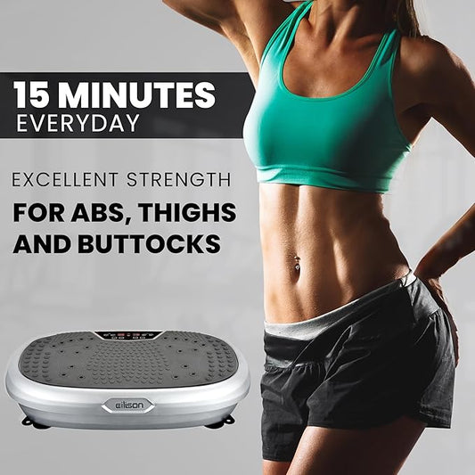 EILISON FitMaxx 3D XL Vibration Plate Exercise Machine - Whole Body Workout Vibration Platform w/Loop Bands - Lymphatic Drainage Machine for Weight Loss, Shaping, Wellness, Recovery