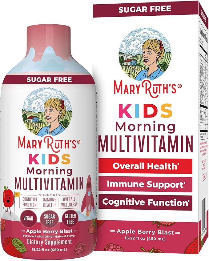 Kids Liquid Morning Multivitamin by MaryRuth's | Kids Multivitamin | Immune Support Supplement | Multivitamin for Kids | Vitamin C | Vitamin D | Essential Nutrients | Vegan | 15.22 fl oz