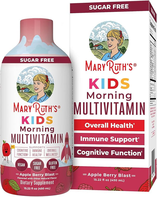 Kids Liquid Morning Multivitamin by MaryRuth's | Kids Multivitamin | Immune Support Supplement | Multivitamin for Kids | Vitamin C | Vitamin D | Essential Nutrients | Vegan | 15.22 fl oz