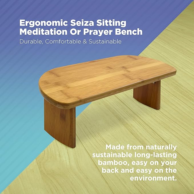Bean Products Bamboo Foldable Meditation Bench – Supportive and Portable Folding Kneeling Stool for Zen Practice – Ergonomic Design for Seiza, Meditation, Prayer and Travel – Made in USA