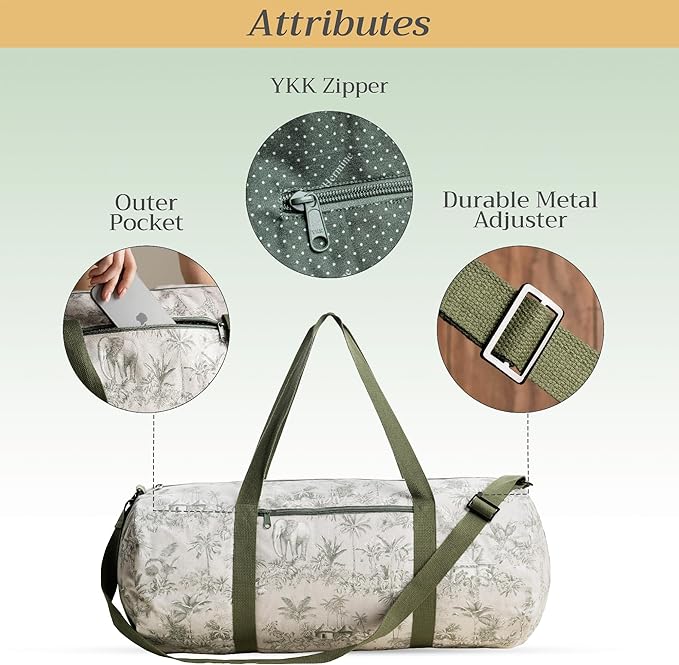 Maison d' Hermine Yoga Mat bag, Cylindrical bag for Woman&Men, yoga mat Bag &Adjustable shoulder straps Yoga Mat Carrier Bag with Drawstring Water Bottle Pocket and zipper pocket