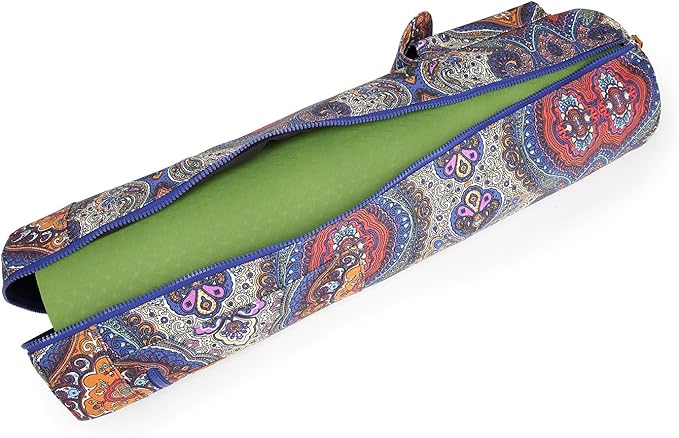 Canvas Yoga Mat Bag with Adjustable Strap & Pockets, Full-Zip Travel Gym Tote for Women & Men, Fits 1/4" & 1/3" Thick Mats, Lightweight Carrier for Yoga, Workout, Outdoor Use