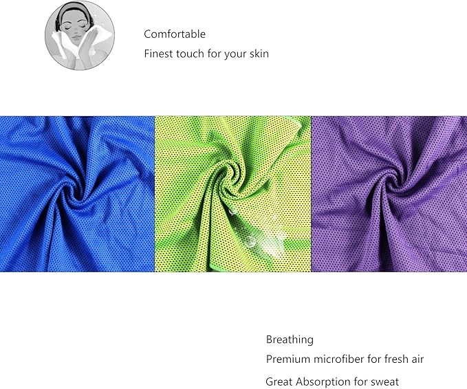 Biange Cooling Towels (40"x 12", Pack of 30) for Neck and Face, Cold Towel for Hot Weather, Sports, Workout, Fitness, Gym, Yoga, Golf, Pilates, Travel, Camping & More