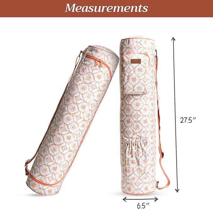 Maison d' Hermine Yoga Mat bag, Cylindrical bag for Woman&Men, yoga mat Bag &Adjustable shoulder straps Yoga Mat Carrier Bag with Drawstring Water Bottle Pocket and zipper pocket