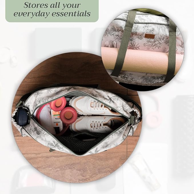 Maison d' Hermine Yoga Mat bag, Cylindrical bag for Woman&Men, yoga mat Bag &Adjustable shoulder straps Yoga Mat Carrier Bag with Drawstring Water Bottle Pocket and zipper pocket