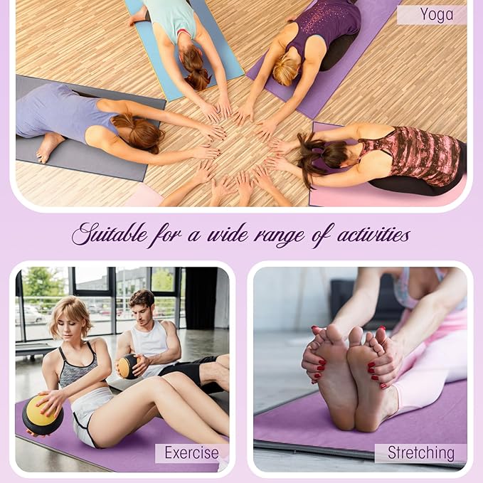 Breling 4 Set 72" x 24" Yoga Mat Towel with Grip Dot Microfiber Non Slip Hot Yoga Towel Absorbent Microfiber Sweat Anti-Slip Cover for Bikram, Pilates, Exercise and Fitness(Colorful)