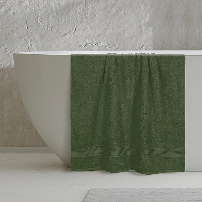 Belizzi Home Cotton 2 Pack Oversized Bath Sheet 35x70, Large Bath Sheet, Ultra Soft, Absorbent, Compact, Eco-Friendly, Recyclable, Quick Drying and Lightweight Towel - Olive Green