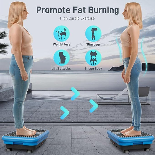 Vibration Exercise Plate – Full Body Fitness Platform for Home Gym, Lymphatic Drainage & Fat Burning Workout Machine, Weight Loss & Muscle Toning Equipment for Women & Men