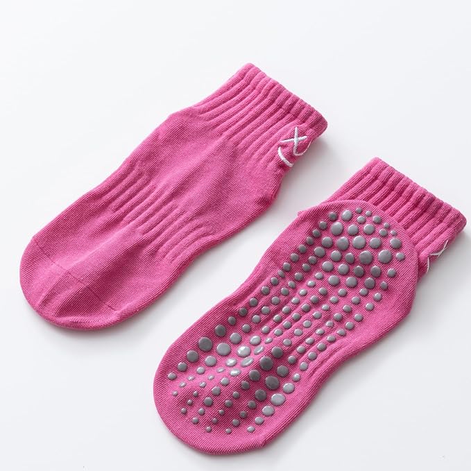 Yoga Pilates Socks with Grips for Women Non Slip Colorful Cushioned Ankle Socks for Barre Ballet Dance