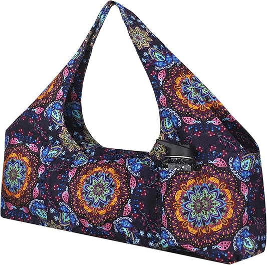 Large Yoga Mat Bag Yoga Bags and Carriers Fits All You Stuff Yoga Tote Bag with Yoga Mat Strap, Elastic Pockets and Zipper Pockets