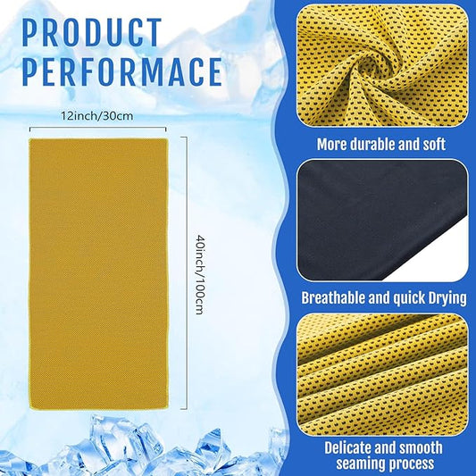 Hosuly 15 Pack Cooling Towels 40" x 12" Cooling Towels for Neck and Face Iced Towel Microfiber Soft Breathable Chilly Yoga Towel for Hot Weather (Yellow)