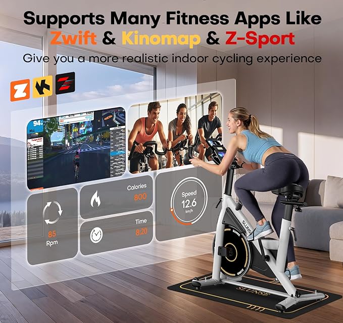 Exercise Bike, Adjustable Magnetic Resistance Stationary Bikes for Home with App Compatible, Quiet Indoor Cycling Bike with 350lbs Weight Capacity Comfortable Seat, Digital Monitor & Phone Mount