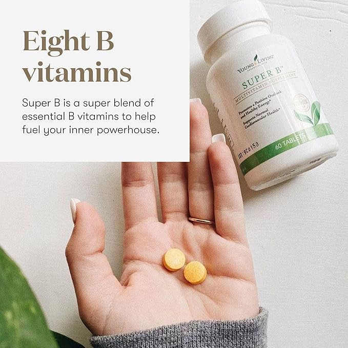 Young Living Super B Tablets, 60-Count Bottle | B Vitamins & Minerals | Supports Healthy Energy Levels | Keto-Friendly | Natural Folate Source | Contains Calcium, Magnesium, and Vitamin B6