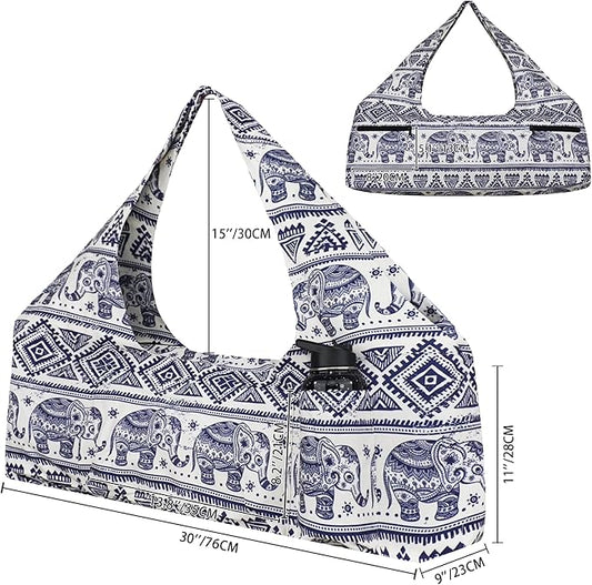 Large Yoga Mat Bag Yoga Bags and Carriers Fits All You Stuff Yoga Tote Bag with Yoga Mat Strap, Elastic Pockets and Zipper Pockets