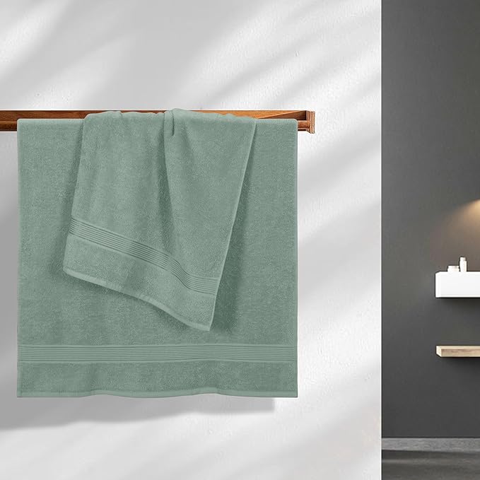 BELZZI Home Ultra Soft 4 Pack Oversized Bath Towel Set 27x54, Cotton Compact Bath Towels, Highly Absorbant Eco-Friendly Quickdry & Lightweight Towel, Ideal for Gym Travel Camp Pool - Jade