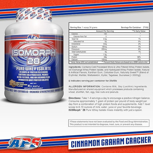 APS Nutrition Isomorph 28 Protein Powder | Pure Whey Isolate | Cold Pressed, Ultra- Filtered, & Ion Exchange Isolates | 28g Protein | 5 Pound (Cinnamon Graham Cracker)