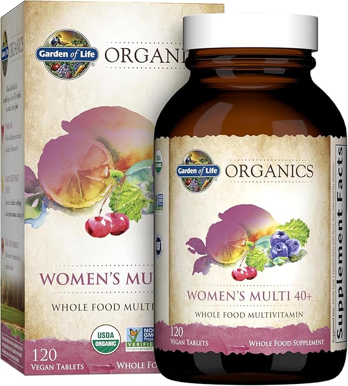 Garden of Life Organics Vitamins for Women 40 Plus, Vegan, Hormone & Breast Health Support Blend, Whole Food, 120 Count